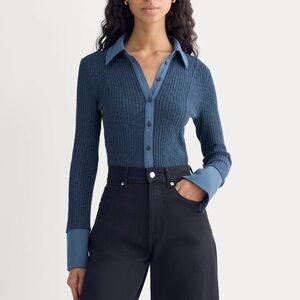Everlane Cozy Rib Button-Up Size Small S NEW WITH TAGS NWT COLOR MOOD INDIGO